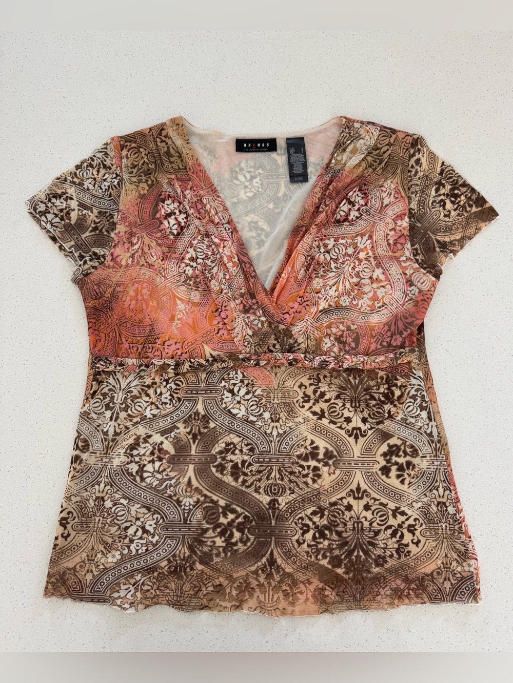 Vintage Y2K Axcess Liz Claiborne Babydoll Mesh Fairy Top Blouse Women’s Size L